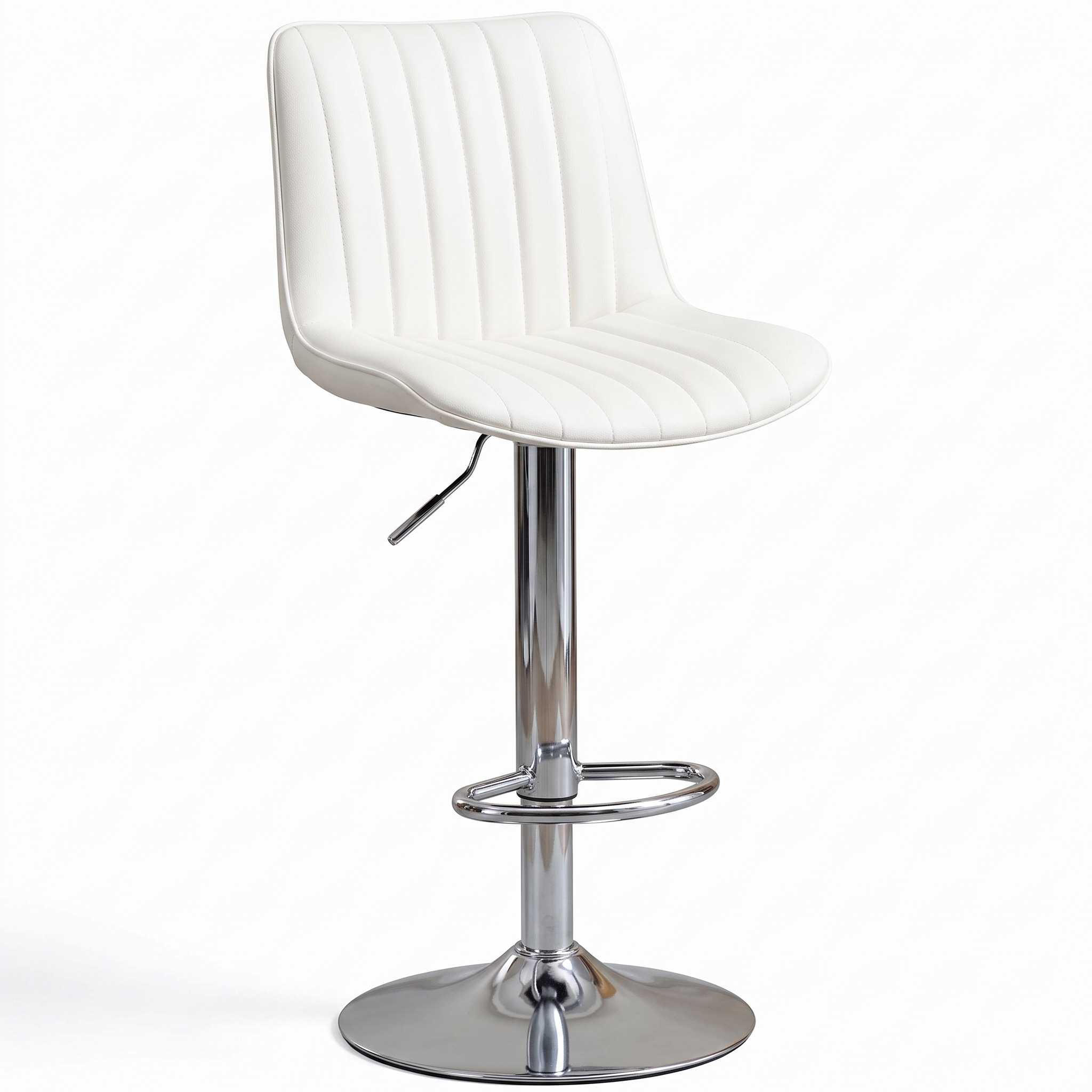 TABURETE CUERO CIRCLE LINE CL-BT003 BLANCO/CROMO --