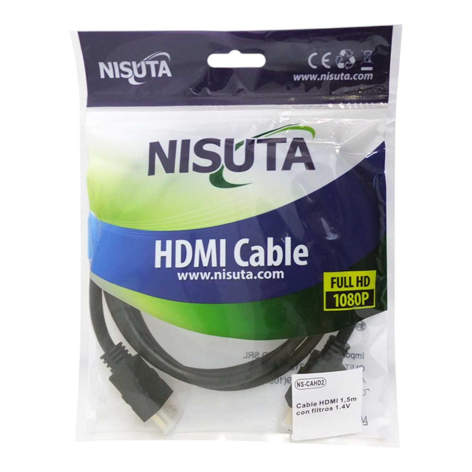 CABLE HDMI 1.4V NISUTA 1.5M C/FILTRO NSCAHD2