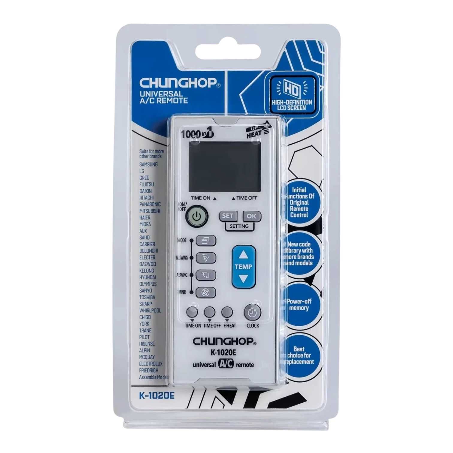 CONTROL REMOTO UNIVERSAL PARA AIRE ACONDICIONADO K-1020E