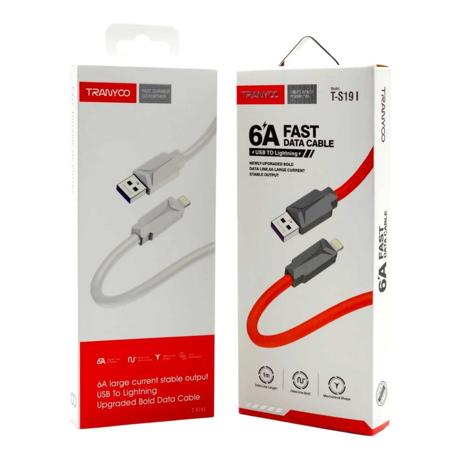 CABLE USB A TIPO C TRANYOO 1M 6A T-S19IP