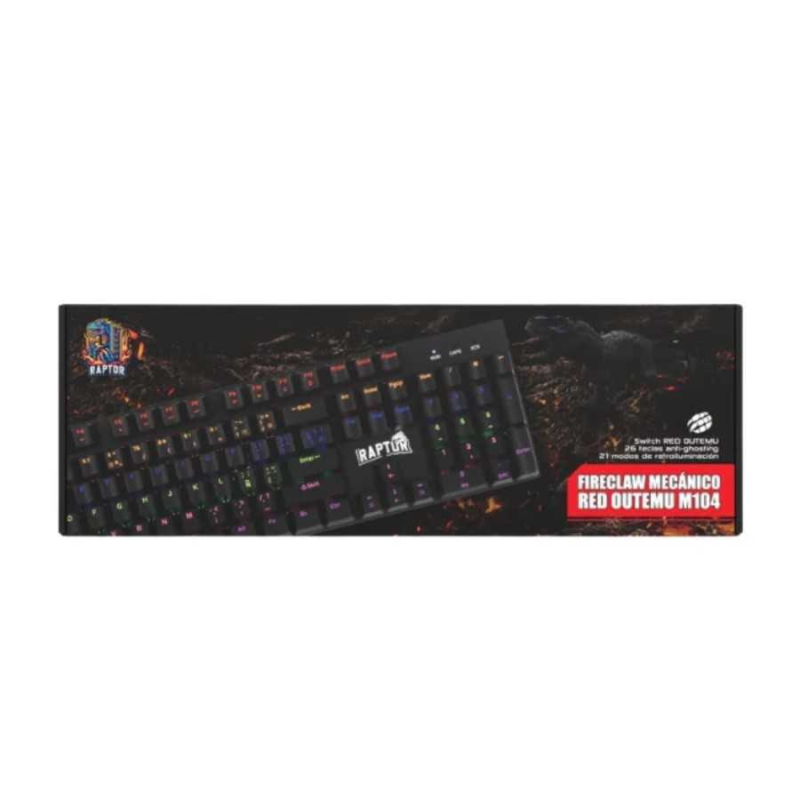 TECLADO RAPTOR FIRECLAW M104 MECANICO RETROILUMINADO SW RED — foto 4
