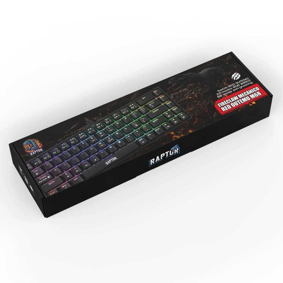 TECLADO RAPTOR FIRECLAW M68 MECANICO 60% RETROILUMINADO SW RED — foto 2