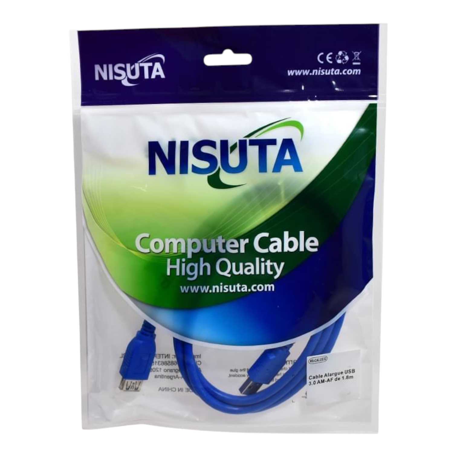 CABLE USB AM/AH EXTENSION 3.0 1.8MTS NISUTA NSCALUS32