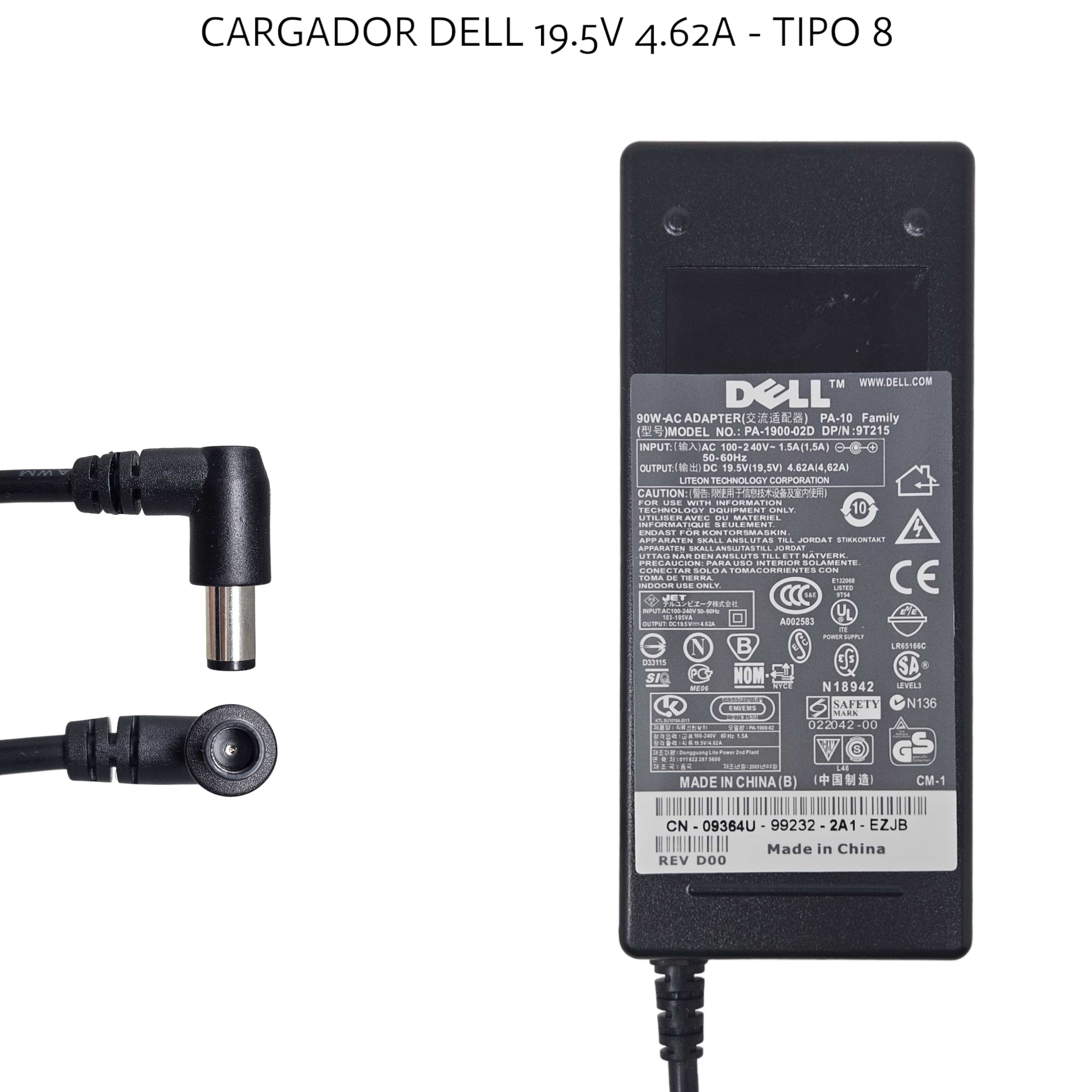 FUENTE NOTEBOOK ORIGINAL DELL 19.5V 4.62A 90W (7.4/5MM)