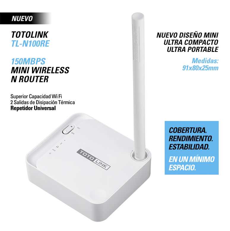 ROUTER WIFI 150N TOTOLINK N100RE-RT 1ANTENA 5DB